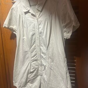FP Movement by Free People Cream Short Sleeve Short button up Romper